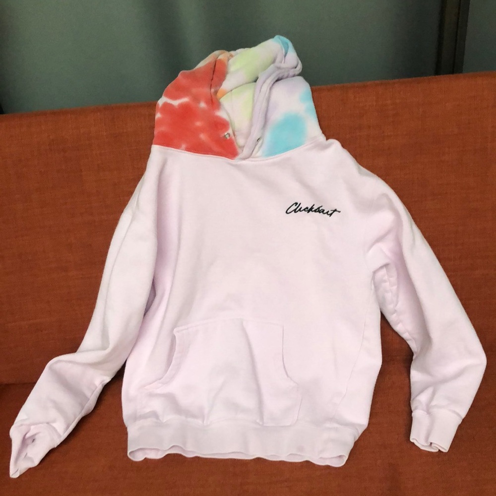 Clickbait - size S hooded sweatshirt (tye dye hood)